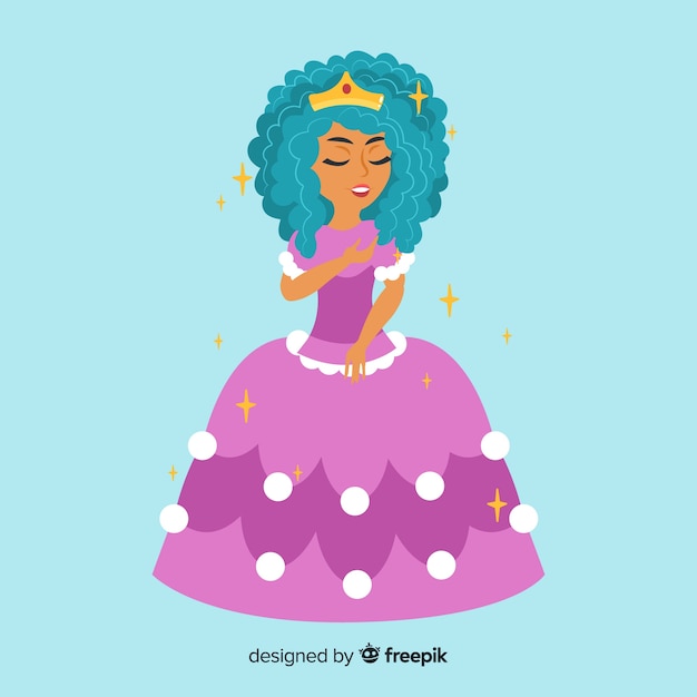 Vector gratuito retrato princesa plana