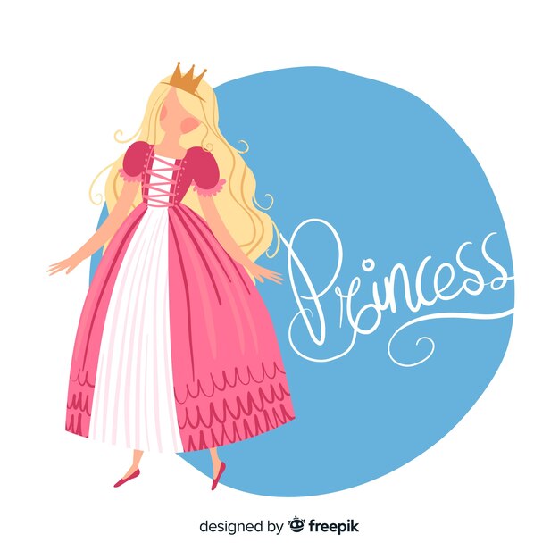 Retrato princesa rubia dibujada a mano