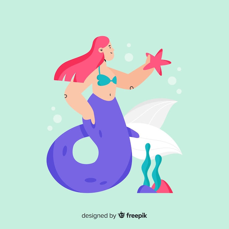 Vector gratuito retrato sirena dibujada a mano