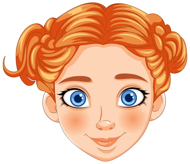 Retrato vectorial de una chica pelirroja sonriente