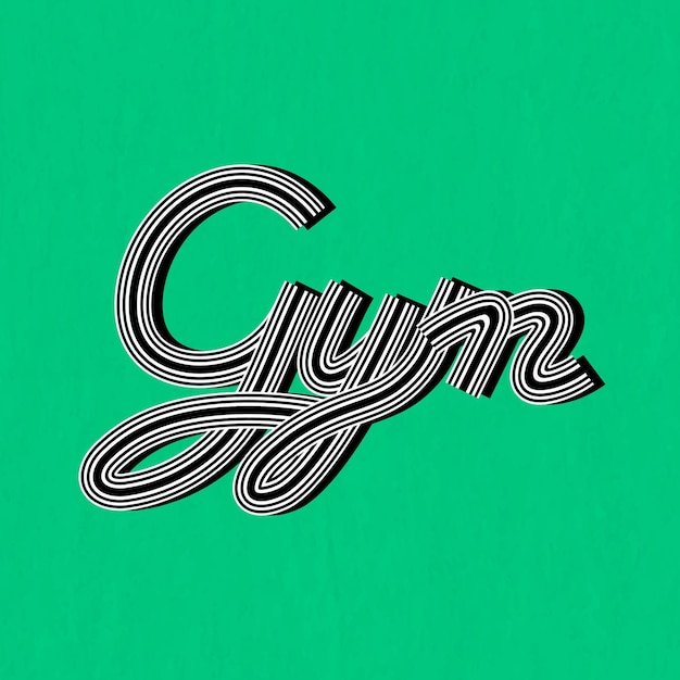 Vector gratuito retro doodle vector gimnasio palabra tipografía de fuente concéntrica