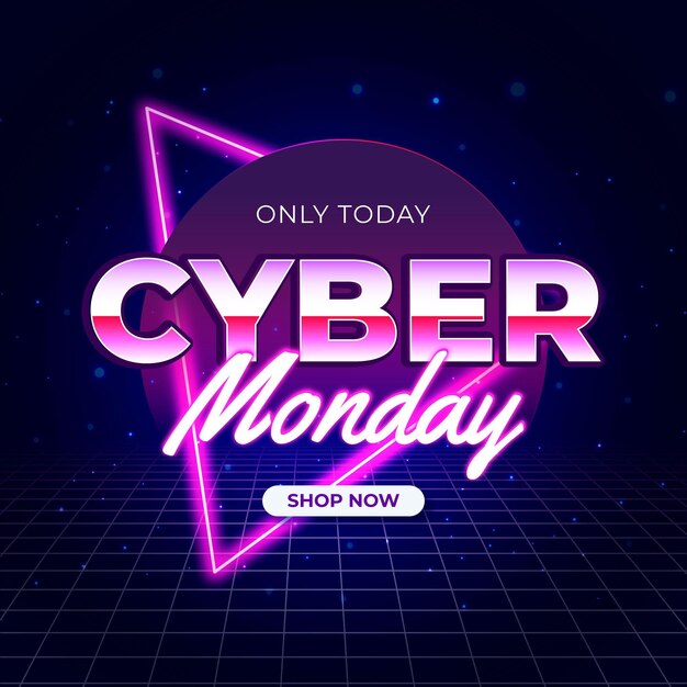 Retro futurista con grid cyber monday