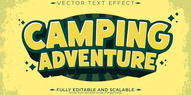 Retro vintage camping aventura efecto de texto editable estilo de texto de los años 70 y 80