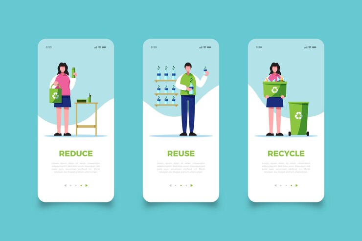 Vector gratuito reutilice las pantallas de aplicaciones móviles basura