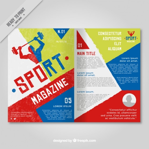 Revista de deporte con formas geométricas