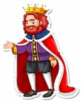Vector gratuito un rey con personaje de dibujos animados de túnica roja pegatina