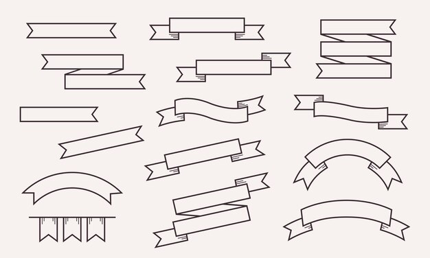 Ribbon Label Banner Collection Illustration
