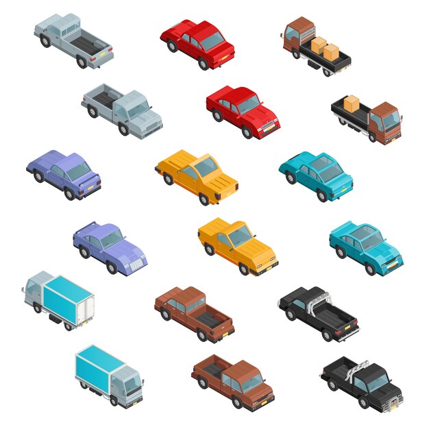 RoadTransport iconos isométricos de colores