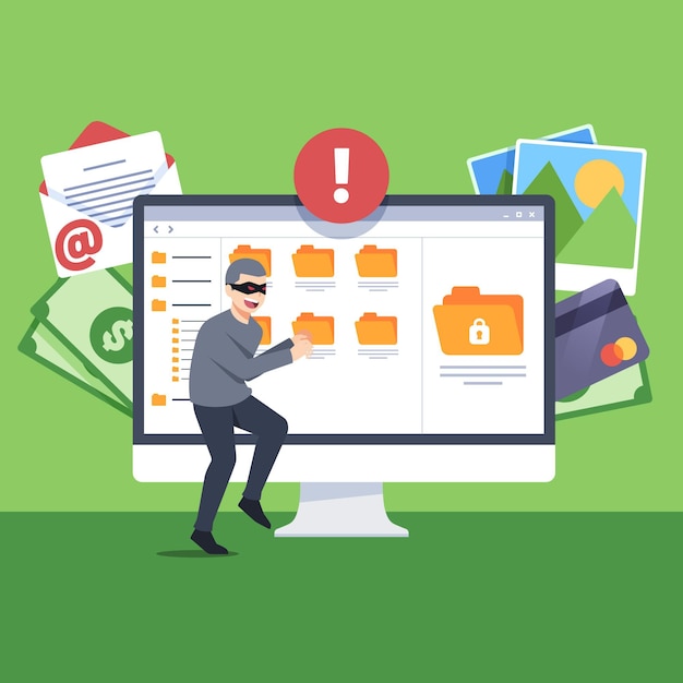 Vector gratuito robar el concepto de ciberataque de datos
