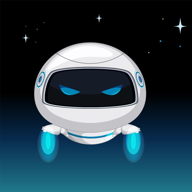 Robot amigable flotando en el espacio