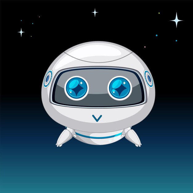 Robot amigable flotando en el espacio