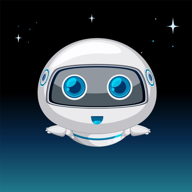 Robot amigable flotando en el espacio