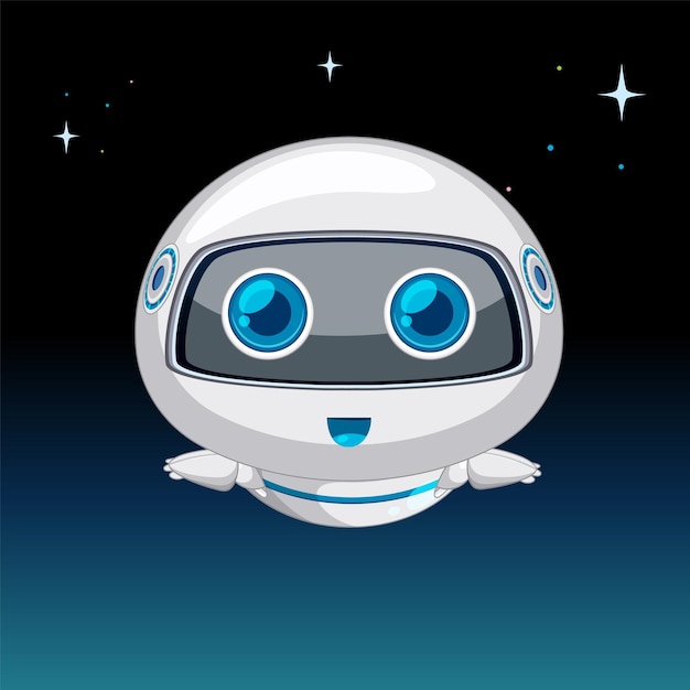 Robot amigable flotando en el espacio