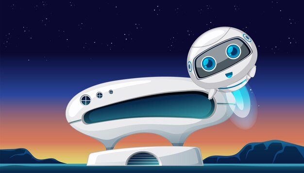 Un robot amigable que saluda la noche