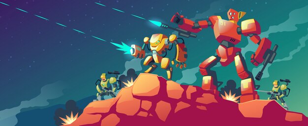 Robot de guerra en planeta alienígena.