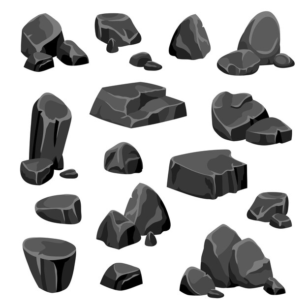 Rocas negras y piedras