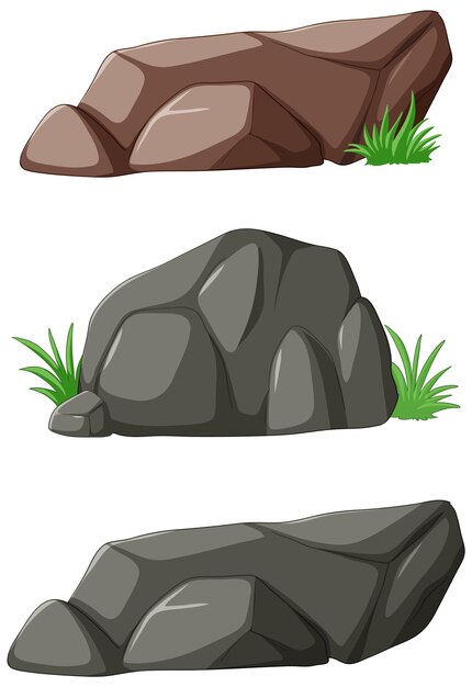 Rocas vectoriales variadas con follaje