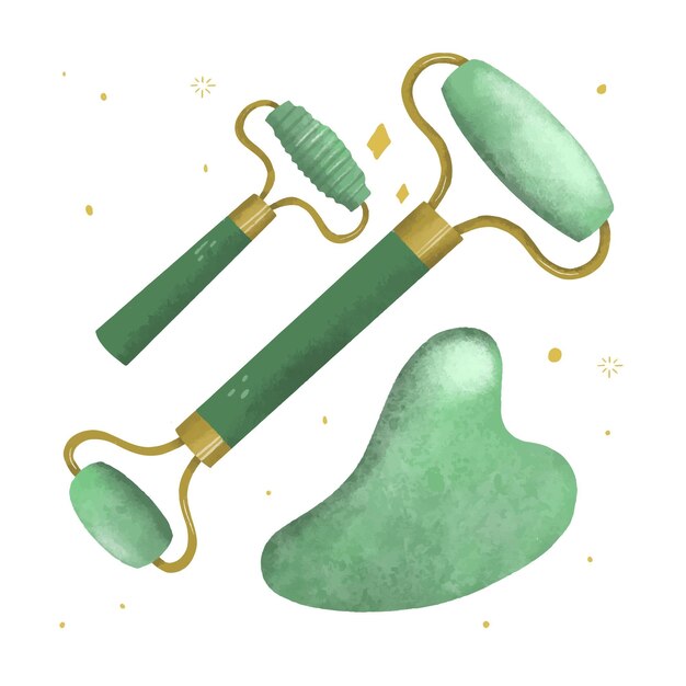 Rodillo de jade dibujado a mano y gua sha