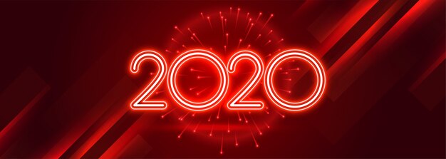 Rojo 2020 feliz año nuevo celebración brillante banner