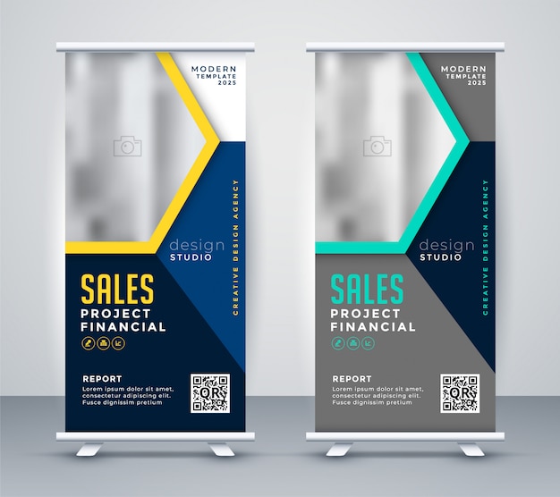 Vector gratuito roll uo banner standee en elegante tema moderno