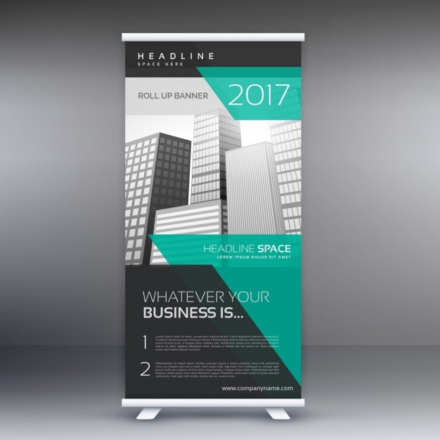 Vector gratuito roll up, edificios, formas geométricas