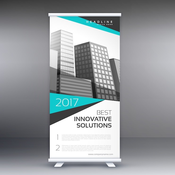 Vector gratuito roll up geométrico con formas abstractas