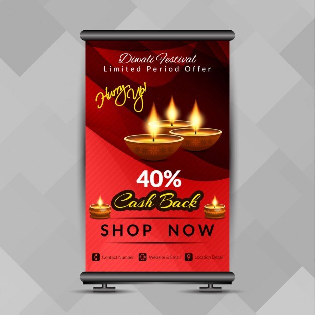Roll up rojo con velas para diwali