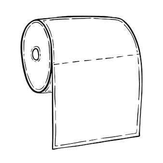 Rollo de papel higiénico para higiene personal doodle dibujos animados lineales