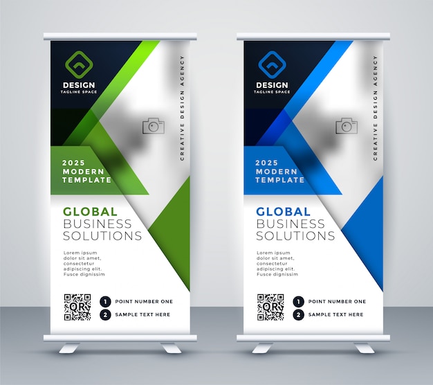 Vector gratuito rollup de negocios vertical banner geométrica standee