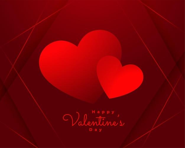 Vector gratuito romántico día de san valentín pareja corazones fondo rojo