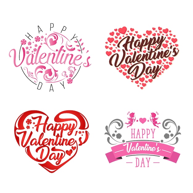 Romántico happy valentine card element illustration set