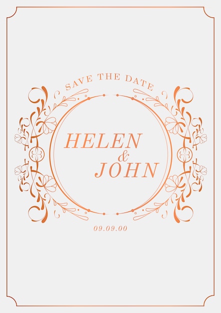 Romántico vintage art nouveau boda invitación tarjeta maqueta vector