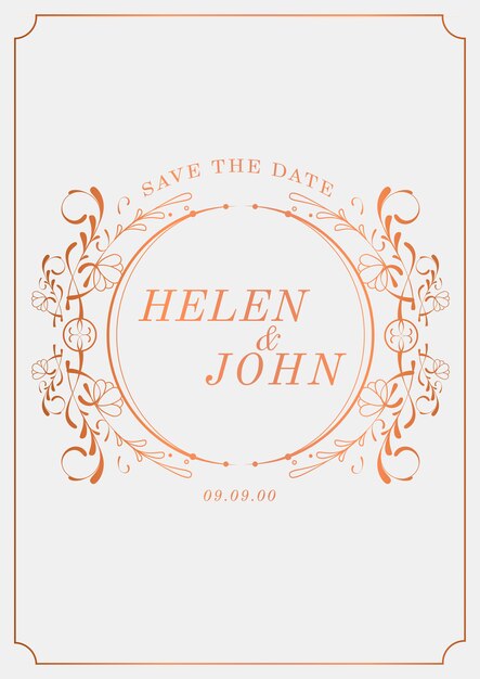 Romántico vintage art nouveau boda invitación tarjeta maqueta vector