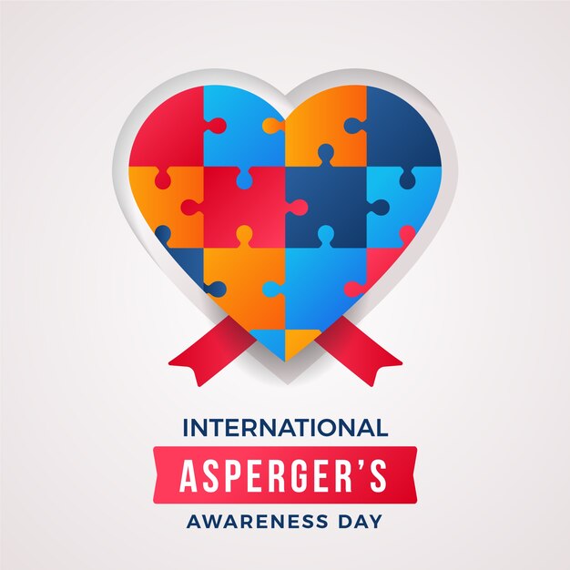Rompecabezas de corazón de diseño plano del día de concientización de Asperger