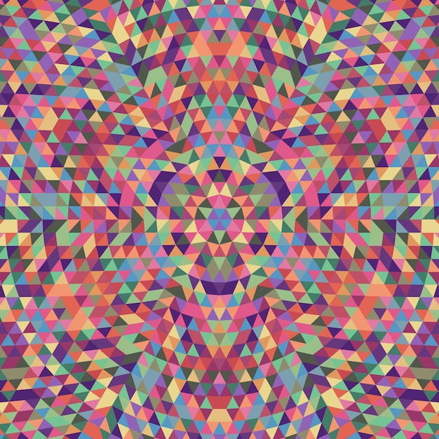 Ronda triángulo geométrico caleidoscopio mandala de fondo - diseño de patrón de vector simétrico de triángulos multicolores