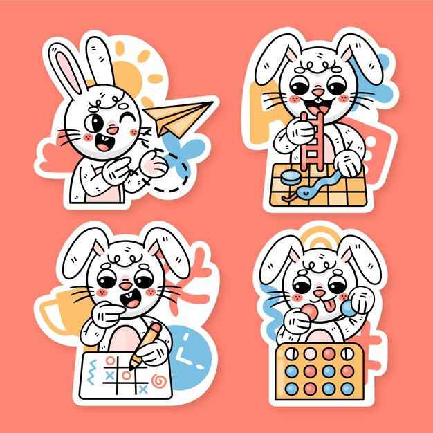 Ronnie the bunny colección de pegatinas de juegos infantiles tradicionales