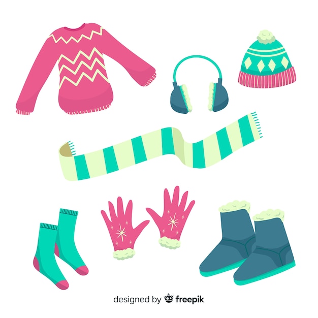 Ropa y accesorios de invierno imprescindibles dibujados a mano