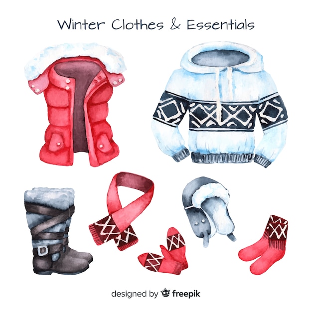 Vector gratuito ropa y accesorios de invierno imprescindibles