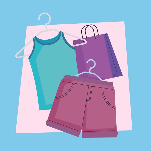 Ropa y bolsa de compras.