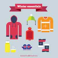 Vector gratuito ropa de invierno básica en diseño plano