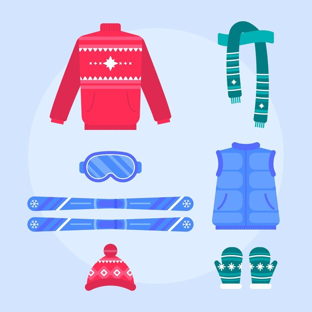 Ropa de invierno y básicos en diseño plano