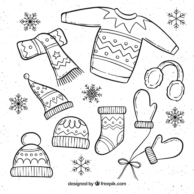 Ropa invierno dibujada a mano
