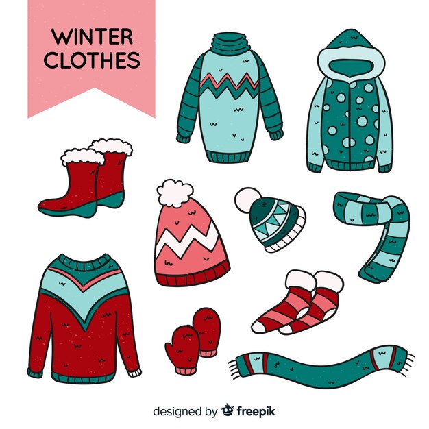 Ropa invierno dibujada a mano
