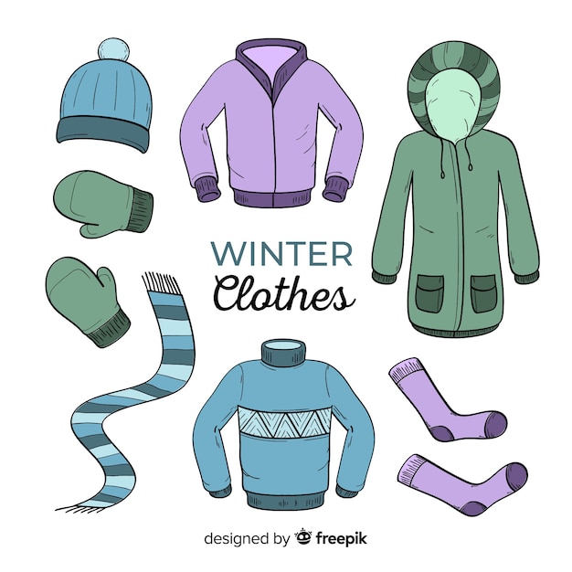 Ropa invierno dibujada a mano