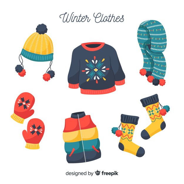 Ropa invierno dibujada a mano