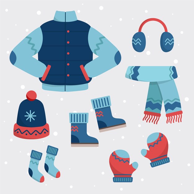 Ropa de invierno de diseño plano y básicos.