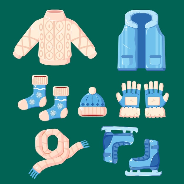 Ropa de invierno de diseño plano
