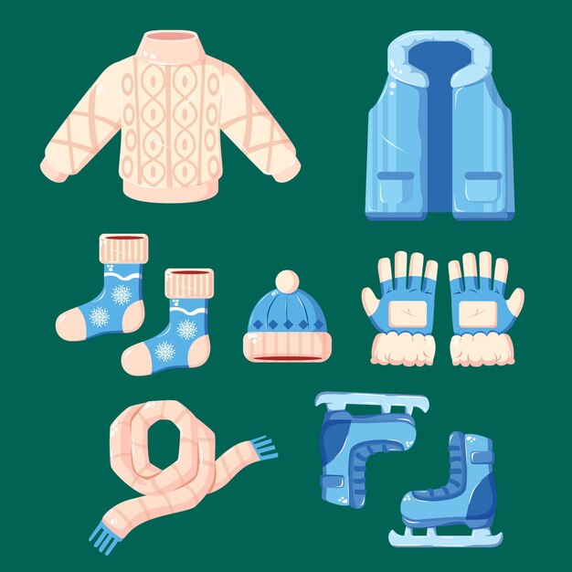 Ropa de invierno de diseño plano