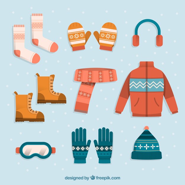 Ropa de invierno flat y caliente