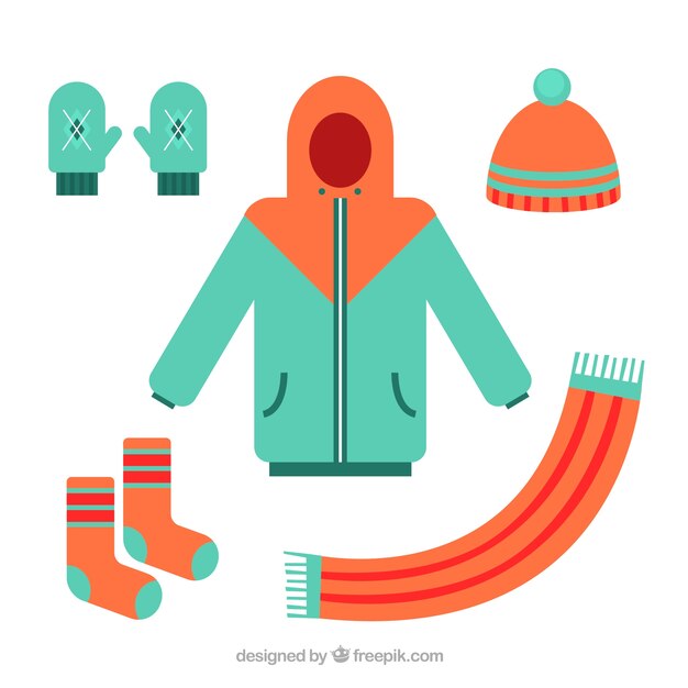 Ropa de invierno flat turquesa